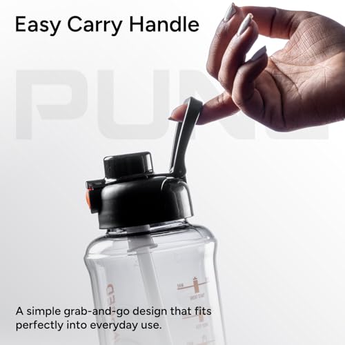 Image of Hundred Pune 1 Litre Water Bottle | 1000ml / 34oz | BPA Free | One Key Open Safety Lock | Spill and Leak Proof Sports, Travel, Gym Bottle (Black /Black)