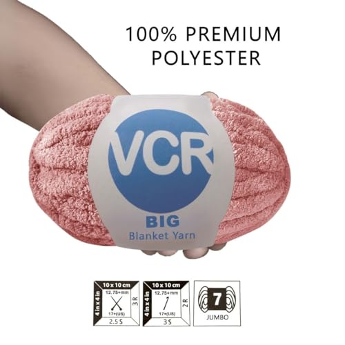 Image of VCR Orchid Mauve Yarn, 200 Grams Big Chunky Hank, 22 Meters Length, Suitable for Knitting Blankets and Pillows, 100% Polyester Yarn Ball for Crochet DIY, Soft Threads, Pack of 1