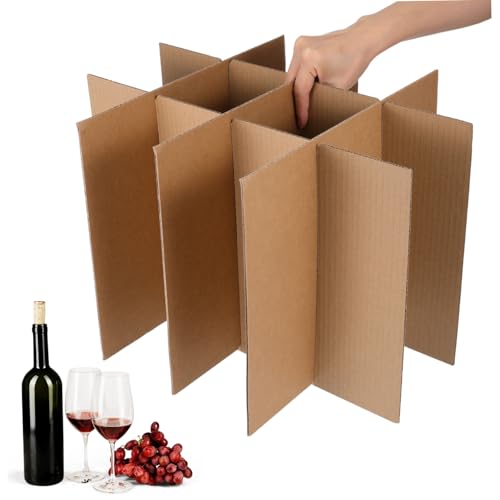 OSALADI 2 Divisores de Cartón para Embalaje de Cristalería Separadores para Cajas de Mudanza Diseño Compacto y Resistente para Protección de Copas y Botellas de Vino