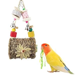 Bird Toys Hanging Parakeet Cockatiel Toys Bird Shredded Foraging Toys Cuttlebone for Birds Natural Bird Toys Bird Cage Accessories for Parakeets Bird Toys for Small-Medium Sized Parrots