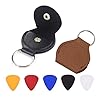 JZZJ 2 stuks lederen plectrumhouder sleutelhanger en 5 stuks 0,46 mm kleurrijk celluloid materiaal gitaar plectrums van…