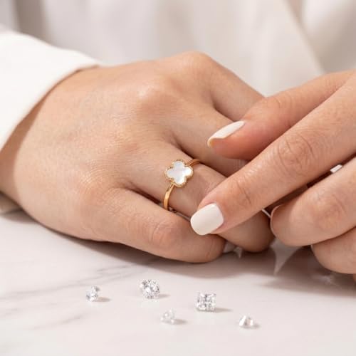 Image of SALTY Anti Tarnish Finger Ring for Women | Adjustable Fancy Jewellery Design | Fashion Accessories for Girls | Minimal Jewelry | Gift for Diwali, Christmas, Marriage, Birthday