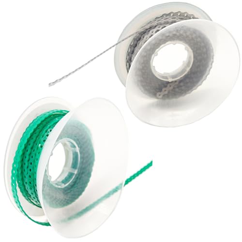 2 cadenas elásticas de ortodoncia dental, cadenas de goma multicolor para aparatos ortopédicos, tratamiento de ortodoncia dental (verde + gris claro, largo)