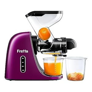 Cold Press Juicer, Masticating Juicer Extractor, High Juice Yield Slow Juicer Machines for Fruit & Vegetable, Nutrient and Vitamin Dense, BPA-Free, Easy to Clean(Purple)
