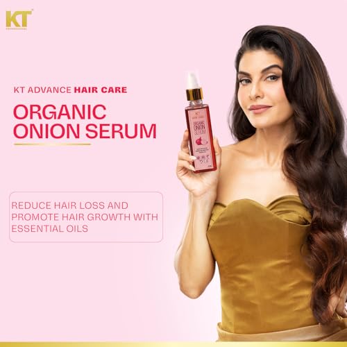 Image of KT Professional Organic Onion Leave-In Hair Serum | Reduce Hair Fall, Strengthen Roots, Promote Growth | Lightweight & Non-Greasy | Safe for long-term daily use | 100ML