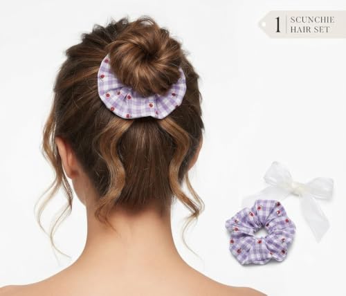 Image of Gift Hamper for Girls - Necklace with Earrings, 2 Scrunchies, Flower & Bow Hair Clips, 3 Bracelets, Beauty Blender, 5 Makeup Brushes & More - All-in-One Fashion Accessories Box