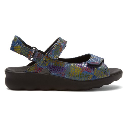 New Wolky Women's Pichu Sandal Jeans Blue Multi Color Fantasy 382