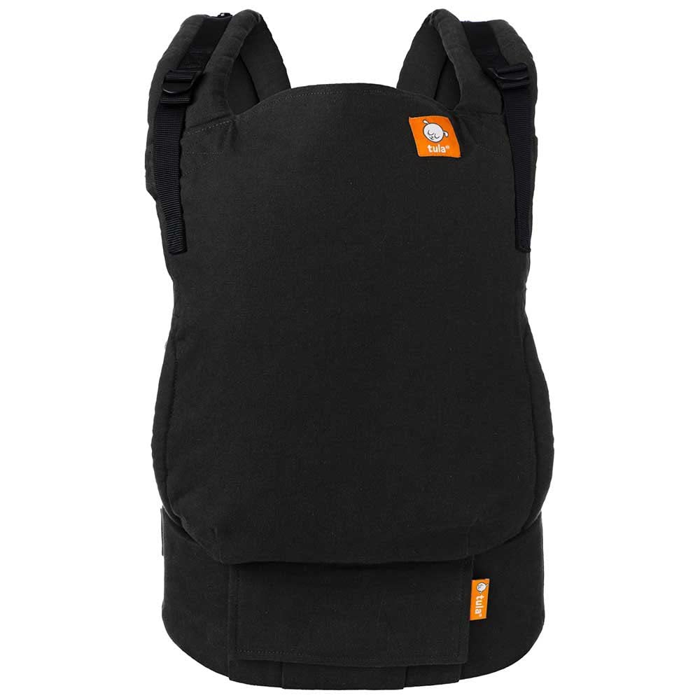 Tula Hemp Free-To-Grow Babytrage weich aus Bio Baumwolle und Hanf für Neugeborene ab Geburt (3,2-20,4 kg), Ergonomisch Baby-Tragetasche, Obsidian