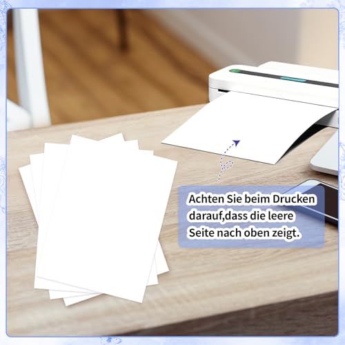 Thermopapier A4, 100 Blatt Thermodrucker Papier Druckerpapier Schnelltrocknendes Thermopapier Kompatibel mit A4 Thermodruckern für Datei Dokumenten Fotos