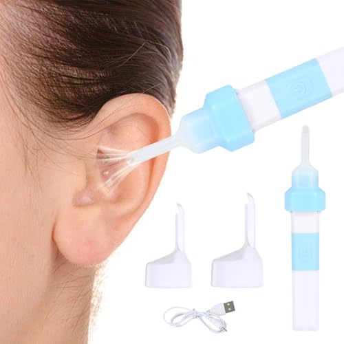 Limpiador de Oídos Eléctrico, Eliminación de Cerumen, Gran Potencia De Aspiración Dispositivo De Succión De Cera De Oídos Silicona con LED Removedor de cera para oídos para Adultos Niños