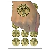 Geometric Lines Tree of Life Temporary Tattoo Water Resistant Fake Body Art Set Collection - 54 1' Tattoos (1 Sheet)