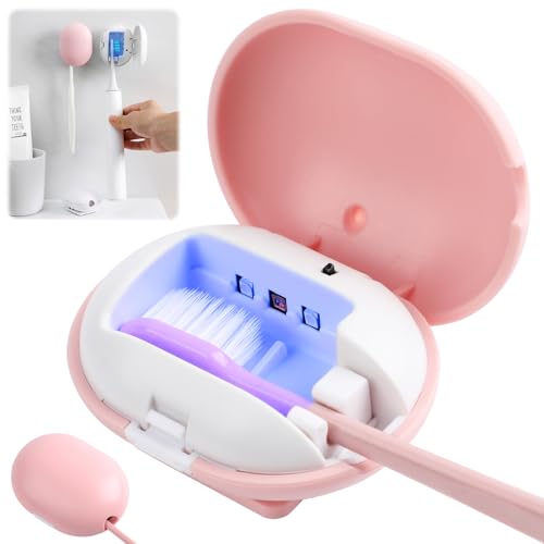 Reviews de Portacepillos de dientes los mejores 5. 47 HETIE Esterilizador UV para cepillos de Dientes, Soporte para Cepillo de Dientes Montado en la Pared, Carga USB, No Requiere Perforación, Tamaño Portátil, Adecuado para Viajes...