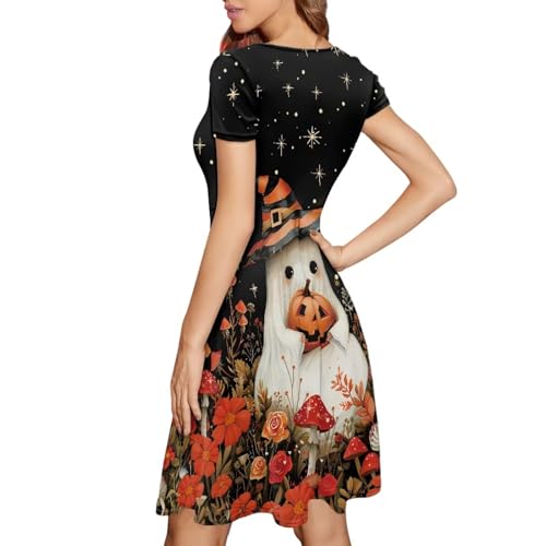 Image of Forchrinse Native Aztec Style Black White Geometric Women's Midi Dress Casual Long Dress Round Neck Swing Dress
