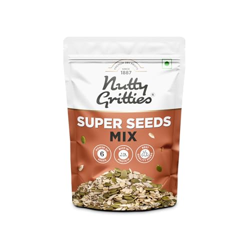 Nutty Gritties Super Seeds Mix - Roasted - Flax, Chia, Sesame, Sunflower, Watermelon, Pumpkin Seeds (Pack of 1 - 200 Grams)