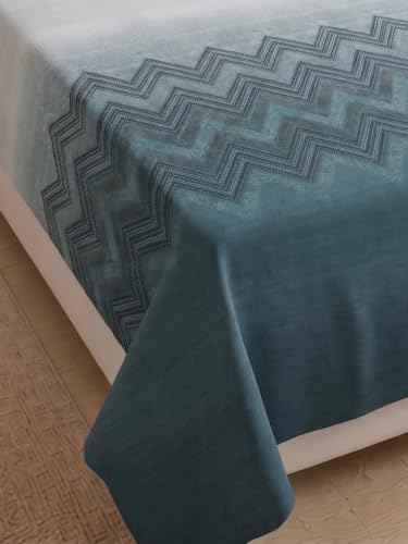 Image of Mafatlal 186 TC Autumn Delight Graceful Pure Cotton Single Flatsheet (60 x 90 Inch) | Breathable Summer Comfort | Wrinkle-Free Floral Bedsheet with 1 Pillow Cover, Ash Teal