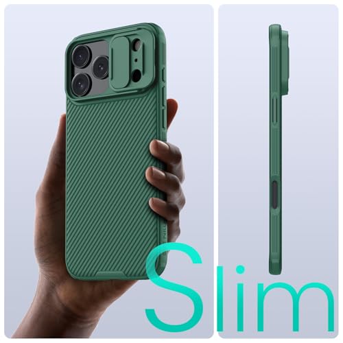 Image of Nillkin for iPhone 17 Pro Case with Slide Camera Cover, Thin Slim Fit, Shockproof Protective, Protector Privacy, Phone Case iPhone 17 Pro Camera Lens Protector 6.3 inch, Green