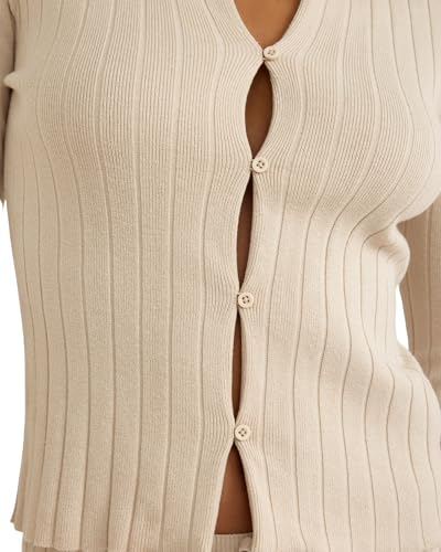 Women's Soft Knit Ribbed Long Sleeve Cardigan Top4