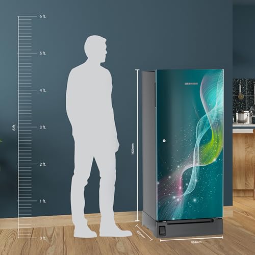 Image of Liebherr 202L 5 Star Inverter, Direct Cool,Handsfree Open with Foot Pedal,Pocket Handle,Single Door Refrigerator,20 Yrs Warranty on Compressor, Freezer 22L, Vegetable Organiser,Teal string(2024 Model)