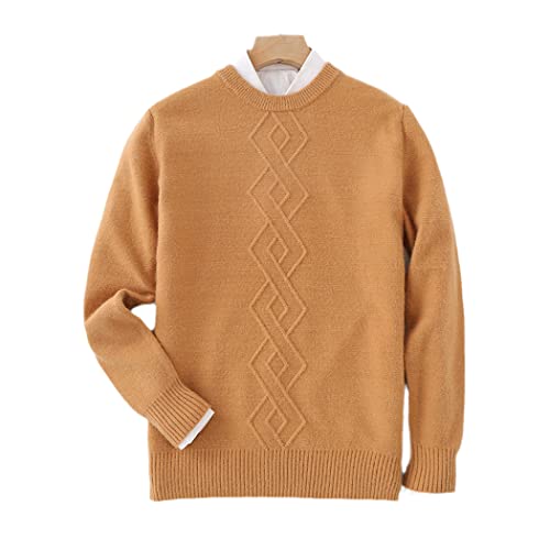Pull en cachemire pour homme Haitpant tricoté haut de gamme col rond curcuma taille M