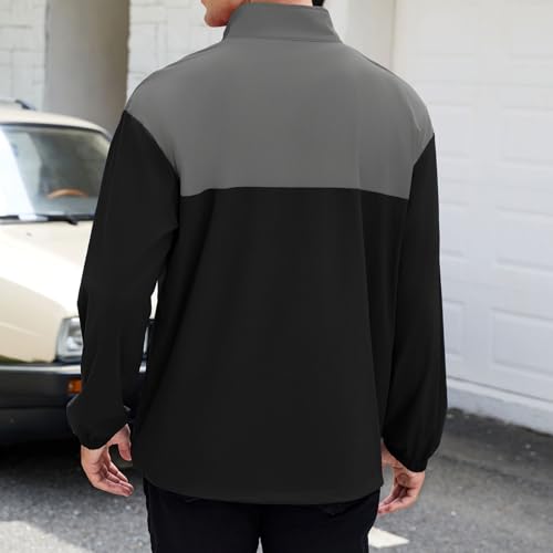 Image of EDITCOZY Men's Lightweight Quarter Zip Pullover Casual Windbreaker for Running Golf Jackets with 3 Pockets