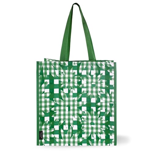 kate spade new york Reusable Shopping Bag, Grocery Tote with Shoulder Straps, Large Collapsible Tote (Daisy Gingham)