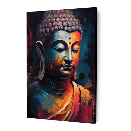 Image of PAINTINGMANTRA Abstract Buddha Painting for Living Room, Buddha Canvas wall Art Painting for living room, Bedroom, office and Home, Canvas, 12x16 Inch