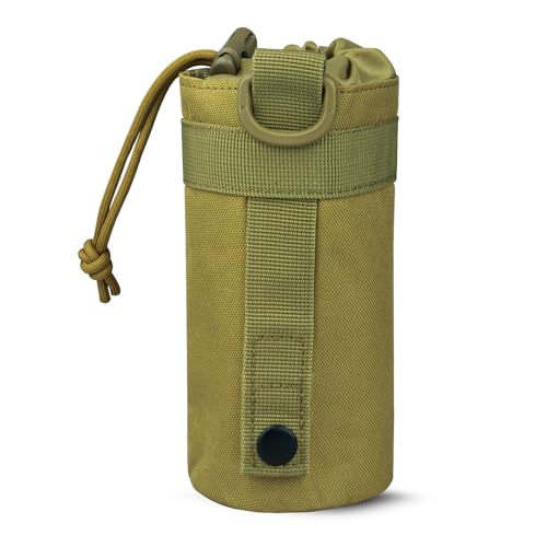 水筒ポーチ ペットボトル550ml ペットボトルホルダー Molleモール対応 ドリンクホルダー ペットボトルケース ウォーターボトルバッグ アウトドア/キャンプ/フィットネス/通勤/旅行/サイクリング 水筒 収納 (ミリタリーグリーン)