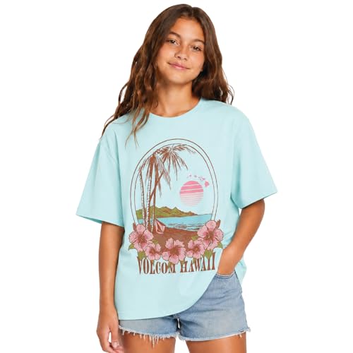 Image of Volcom Girls Shirts - Casual Crewneck Short Sleeve Graphic Tee Trendy Tops - Breathable Girls Summer Clothes