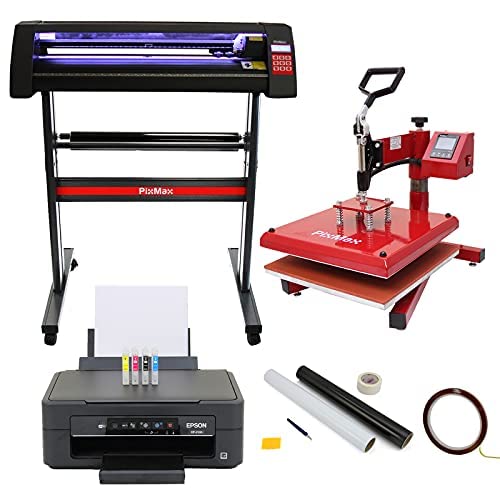 Bundle creativo PixMax con pressa a caldo swing 38cm, plotter da taglio vinile LED 720mm, stampante Epson per sublimazione e kit spellicolatura completo