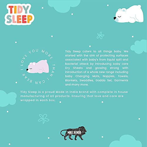 Image of TIDY SLEEP Baby Bed with Mosquito Net & Neck Pillow, Baby Gadda Set for New Born, 0M+, Printed Baby Gadda, Baby Sleeping Bed of 90cm x 65cm x 10cm(Bunny)