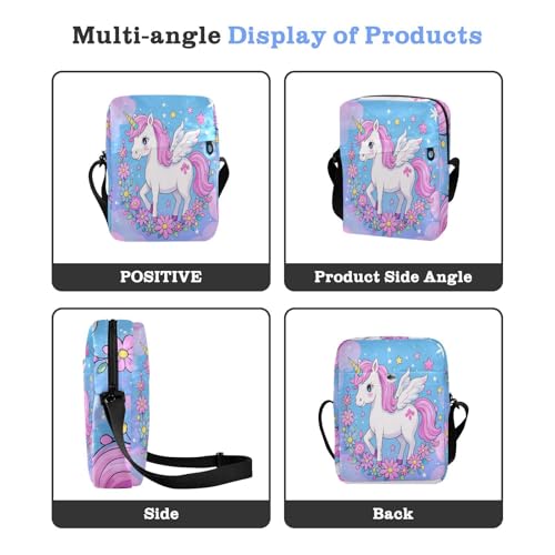 Cartoon Cute White Rainbow unicorns crossbody messenger bag mens crossbody bag Woman Handbag Shoulder Strap Adjustable Strap for Casual School4