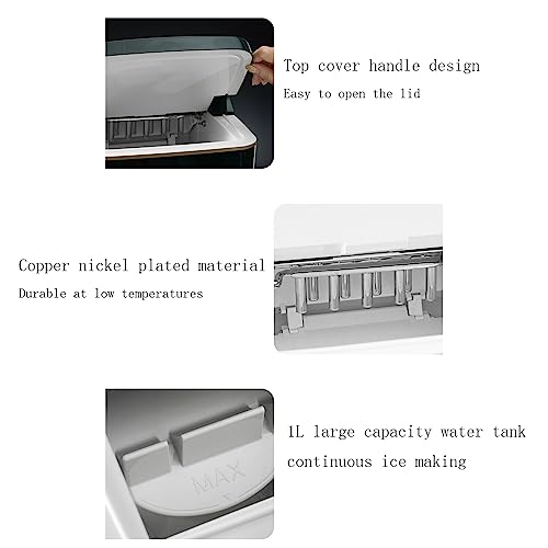 Eiswürfelmaschine für die Arbeitsplatte, tragbare Eismaschine, produziert 22-33 Pfund pro Tag, 9 Würfel in 8 Minuten, mit Eisschaufel und Korb