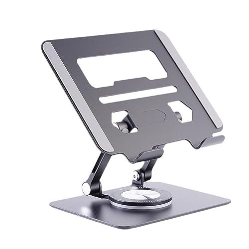 SG-Mart 360° Rotating Tablet Stand Aluminium Alloy Adjustable Height Rotation Bracket for Desk Ergonomic Foldable Aluminium Tablet Holder/Tablets/Mobile Phones up to 12.9 inches (Black, 1pcs)