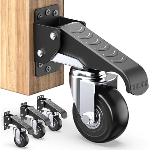 HOLKIE Retractable Heavy Duty Casters with Lifting Function Cover