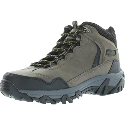 Khombu Mens Faux Leather Memory Foam Hiking Boots Brown 8 Medium (D)