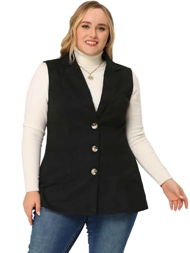 Agnes Orinda Plus Size Utility Vest for Women Lapel Sleeveless Lightweight Casual Suede Vests Jacket3