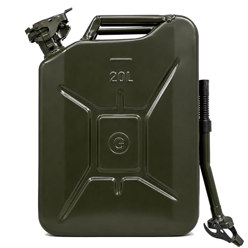 Image of B.K.Jagan and Co Steel Jerry Can, 20 Litre Fuel Container, Military Green, Heavy Duty, 45.7 x 35.6 x 15.2 cm