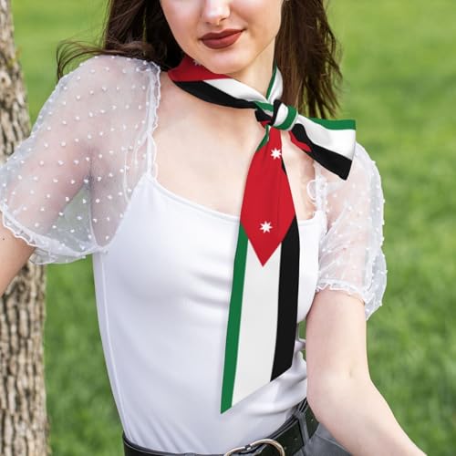 Jordanian flag Women's Lightweight Headband Hood, 46.9 * 3.1 Inch Chic Tie Scarf, Decorative Bandana Long Scarf4