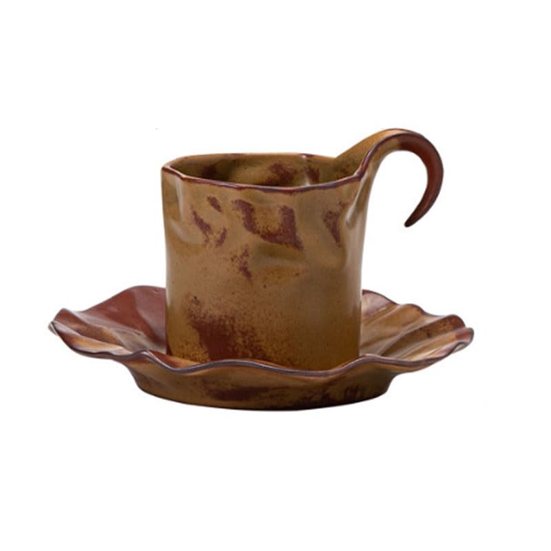Porcelanowy kubek do kawy ze spodkiem, Składane ceramiczne filiżanki do kawy ze spodkami zestaw domu i kawiarni(Style1)