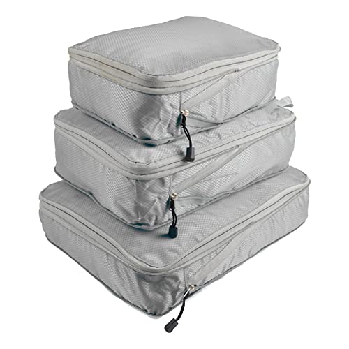 Packing Cubes Set de 3 piezas, organizador de equipaje de compresión, resistente al agua, gran capacidad (gris)