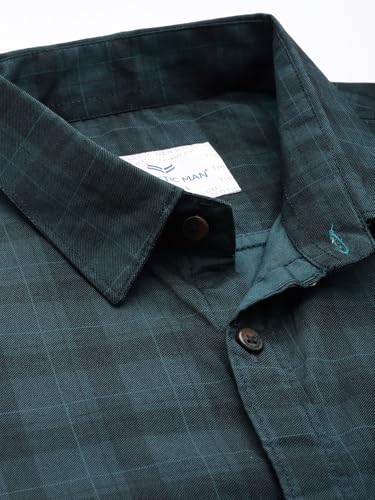 Image of Majestic Man Men Comfort Slim Fit Pure Cotton Tartan Checked Casual Shirt