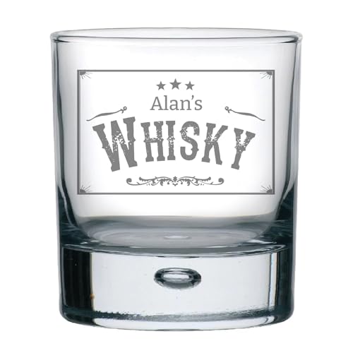 YouPersonalise Personalised Engraved Bubble Whiskey Tumbler Glass - Choose Your Name Glass with a Cool Design