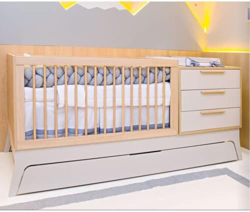 Berço 5 Em 1 Grow Up Carvalho com Areia - Quater