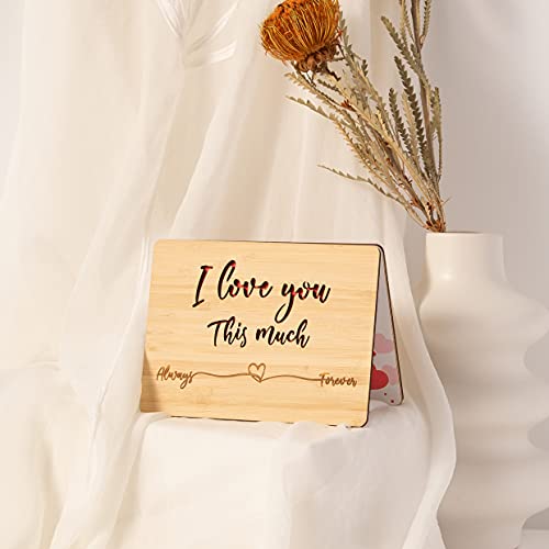 Anniversary Card for Wife Husband, I Love You This Much Wood Anniversary Cards for 5th Anniversary, Happy Anniversary Greeting Card, Handmade Valentines Day Card Wedding Gifts for Him Her - Image 6