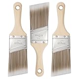 Mister Rui 3-Pack 2 Inch Angled Paint Brushes, Short Handle Professional Sash Brushes for Trim, Cabinets & Furniture, Smooth Finish for Oil & Latex Paint