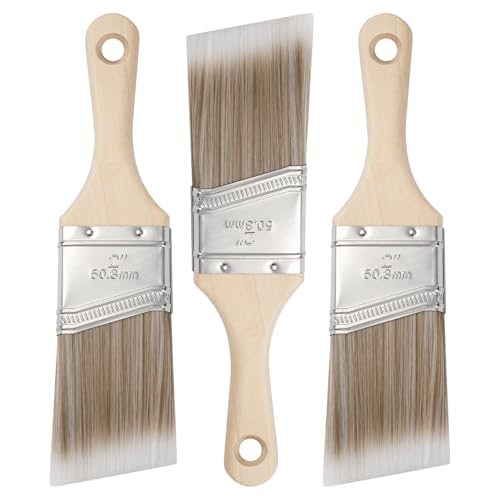 Mister Rui 3-Pack 2 Inch Angled Paint Brushes Sash Brushes for Trim & Wall