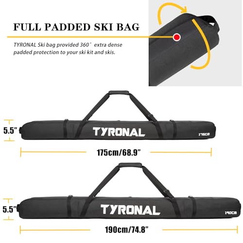 image for TYRONAL Ski Bag for Air Travel,Single Ski Carry Bag With Fully Padded 