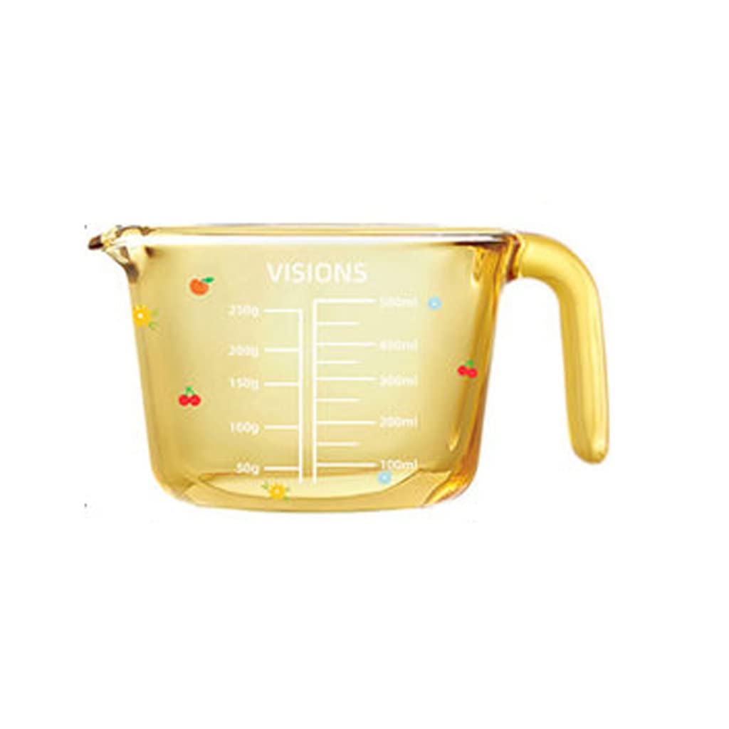 Tasse à mesurer avec échelle pour la Cuisson à la Maison Verre ambré résistant aux Hautes températures Yuan Qi Tasse à mesurer Tasse à Lait (500 ML)
