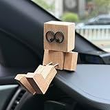 Bafiwu Schüttelmann aus Holz, lustige Wackelfigur fürs Auto, handgefertigter wackelnder Holzmann als Armaturenbrett-Deko, Schreibtischfigur & Geschenkidee