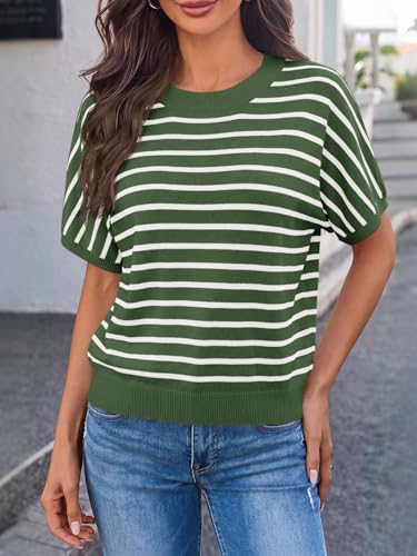 Image of Saodimallsu Women's Short Sleeve Crew Neck Knit Pullover Sweater